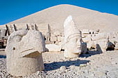 Nemrut Dagi Milli Parki, the tomb of King  Antiochos I, west terrace, statues of the eagle, Apollo and Commagene goddess 